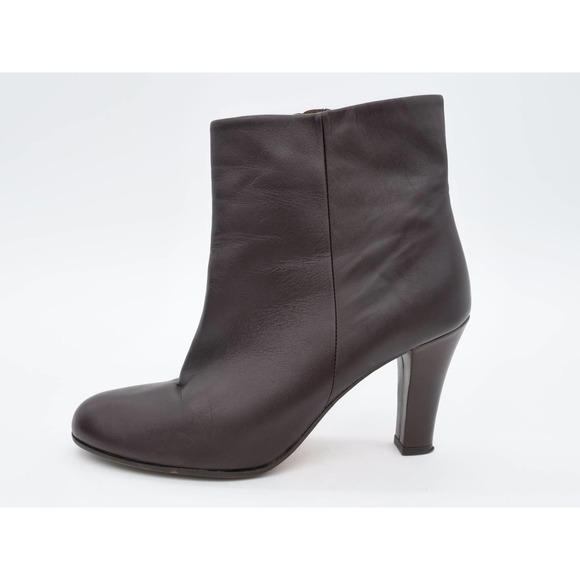 Marchez Vous Booties Womens 7.5 Brown Leather Cone Heel Zipper Ankle Boots - Picture 2 of 13
